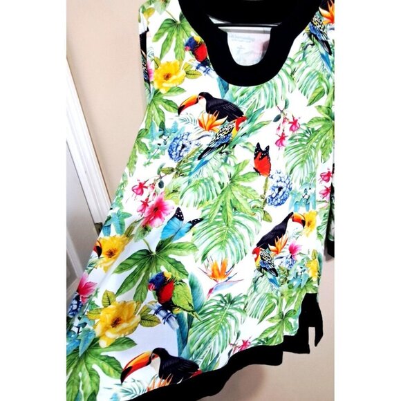 Soft Surroundings Women's 1X Multicolor Tropical Print Tunic 3/4 Sleeve - Picture 4 of 8